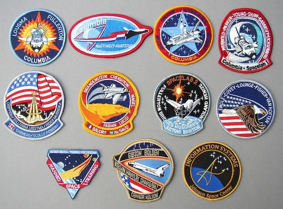 Bonhams : SPACE SHUTTLE ERA CREW MISSION EMBLEMS. Cloth crew mission ...