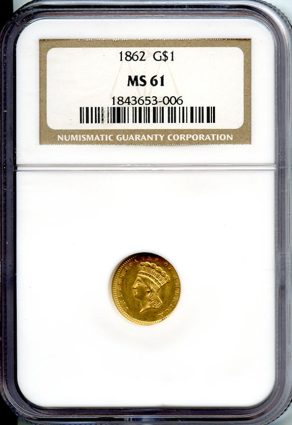 Bonhams : 1862 G1 Ms61 Ngc