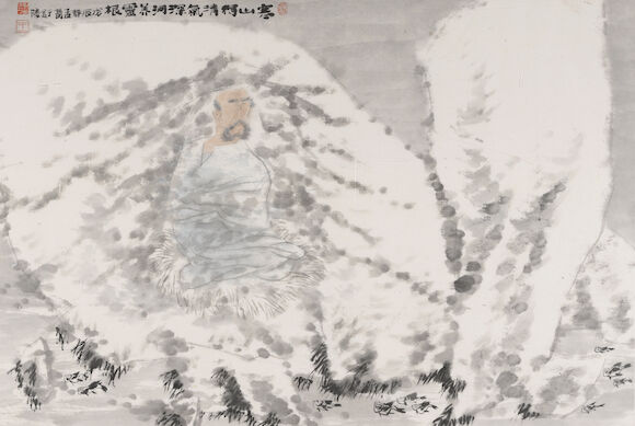 Bonhams : Wang Mengqi (b. 1947) Seated Monk