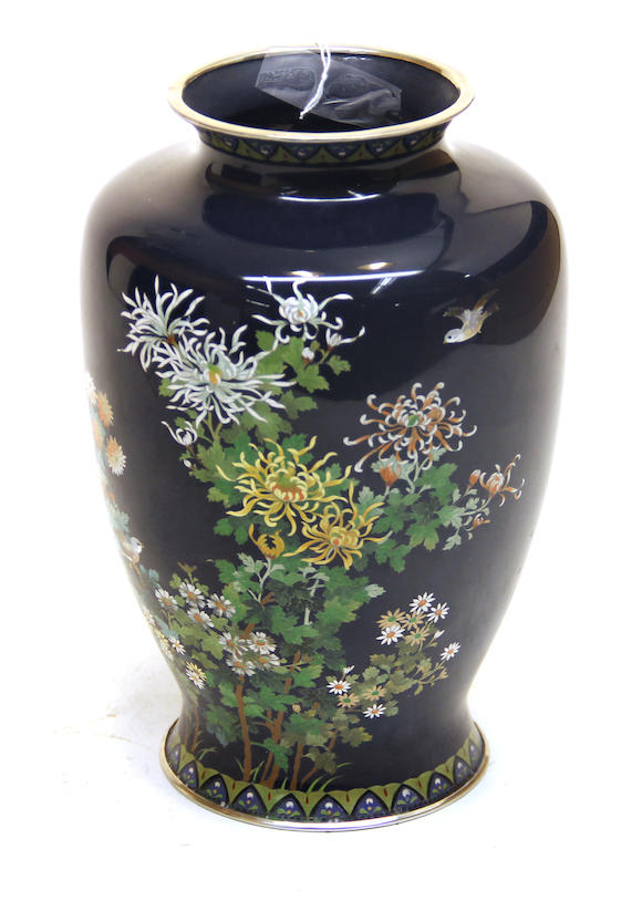 Bonhams : A Japanese cloisonné enamel and silvered metal vase Inaba ...