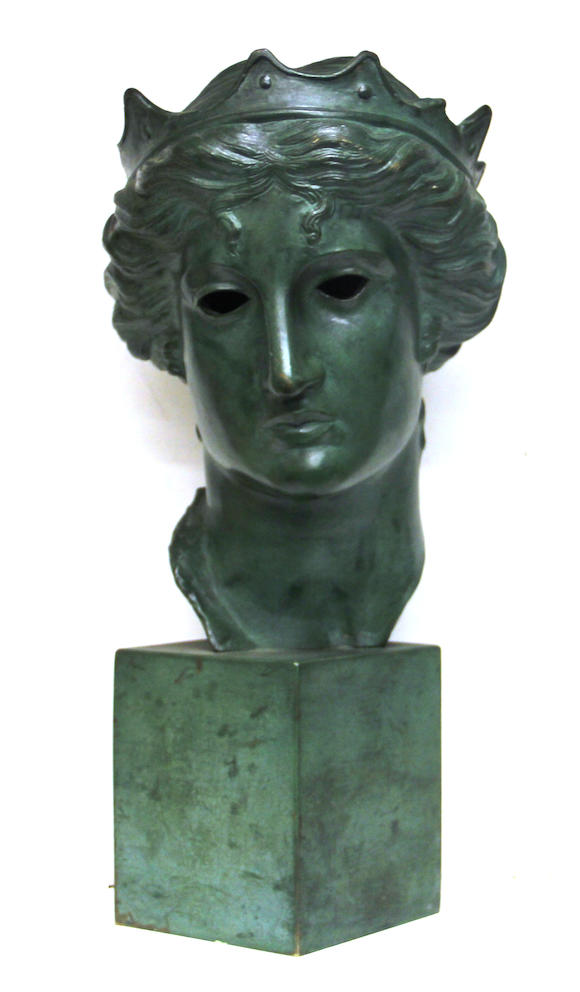 Bonhams : A patinated bronze head of Greek goddess possibly depicting ...