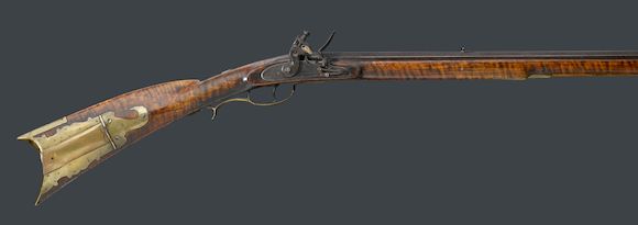 Bonhams : An American full-stocked flintlock rifle