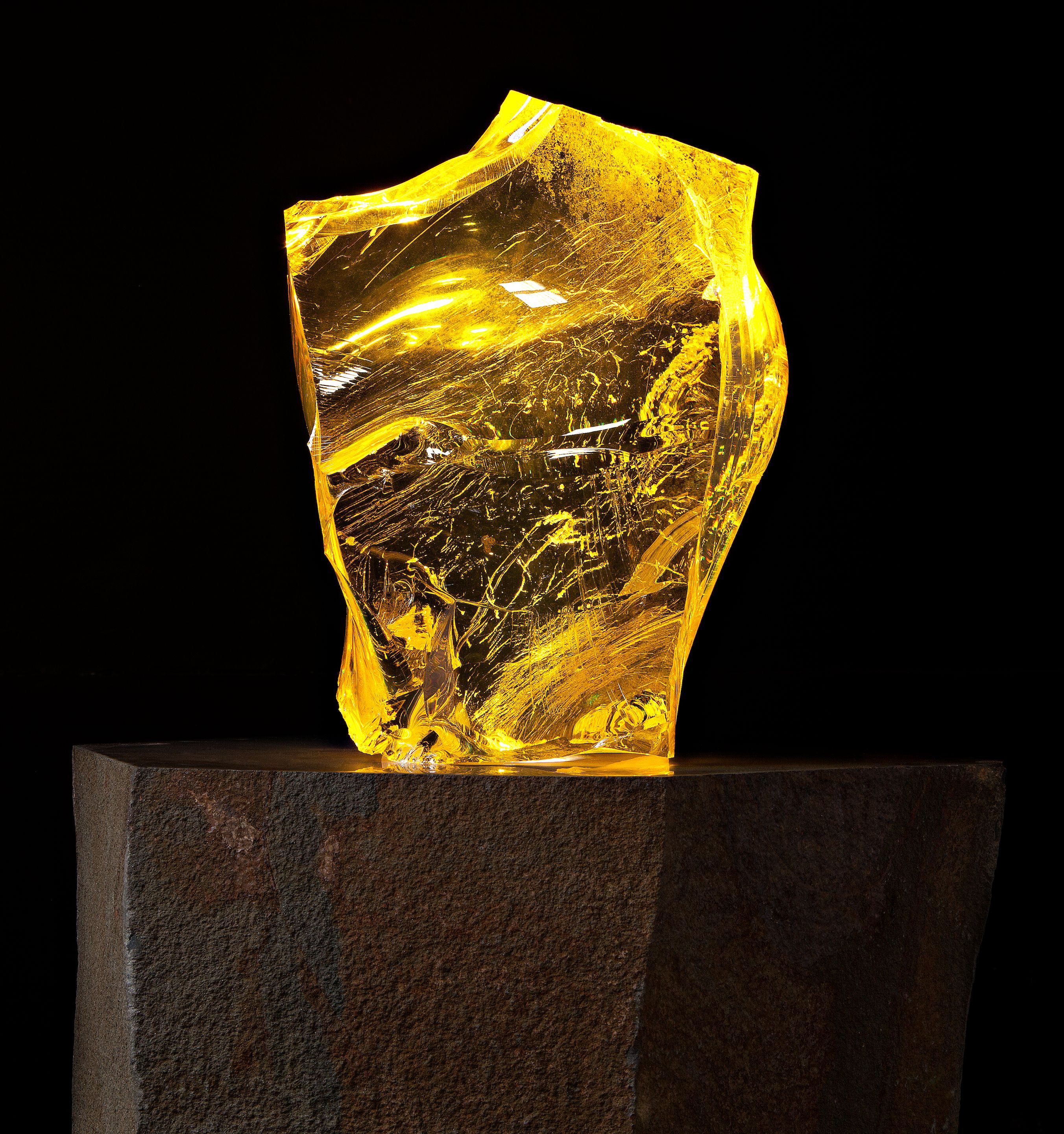 Historic Manhattan Project Glass Sculptural Specimen on Lighted