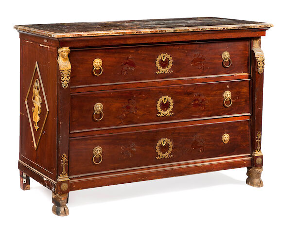 Bonhams : An Empire style gilt bronze mounted mahogany commode