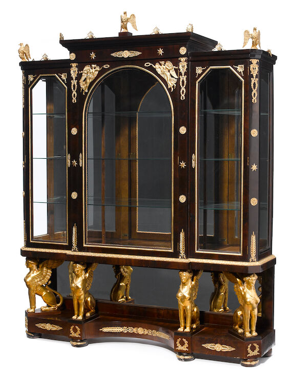 Bonhams : An Empire style gilt bronze mounted mahogany vitrine second ...