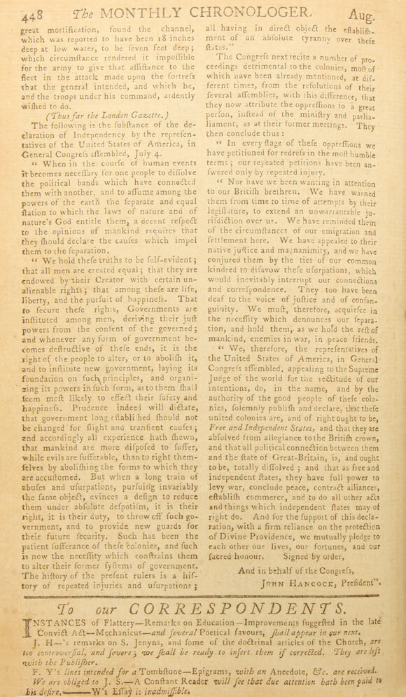 Bonhams : [DECLARATION OF INDEPENDENCE.] The Declaration of ...