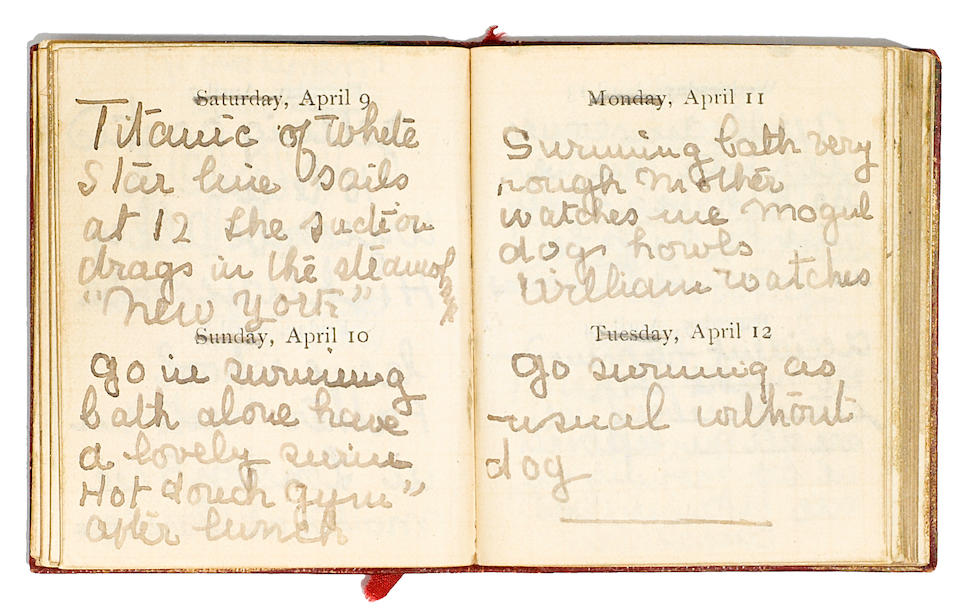 Bonhams : TITANIC. CARTER, LUCILE P. Manuscript diary of a Titanic ...