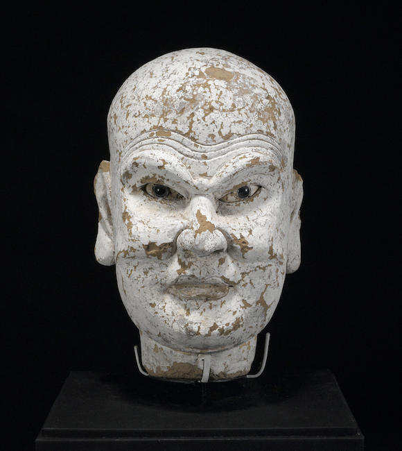 Bonhams : A stucco head of an arhat Qing dynasty