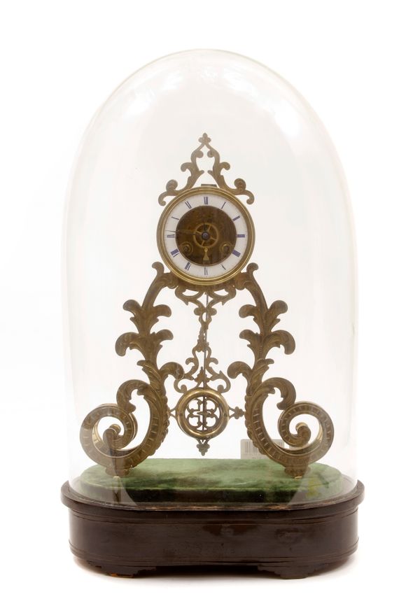 Bonhams A Continental skeleton clock under a glass dome