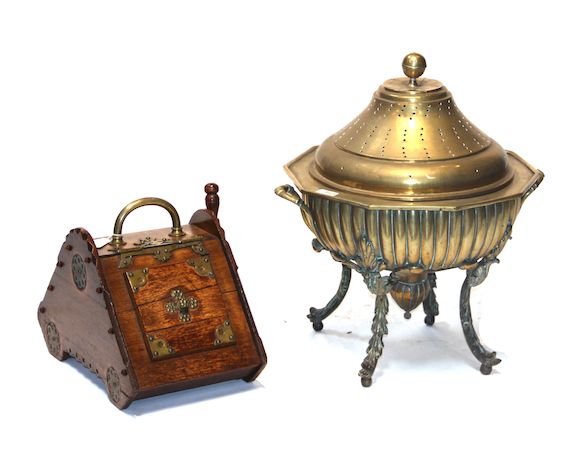 Bonhams : A Baroque style brass brazier and an English brass mounted ...