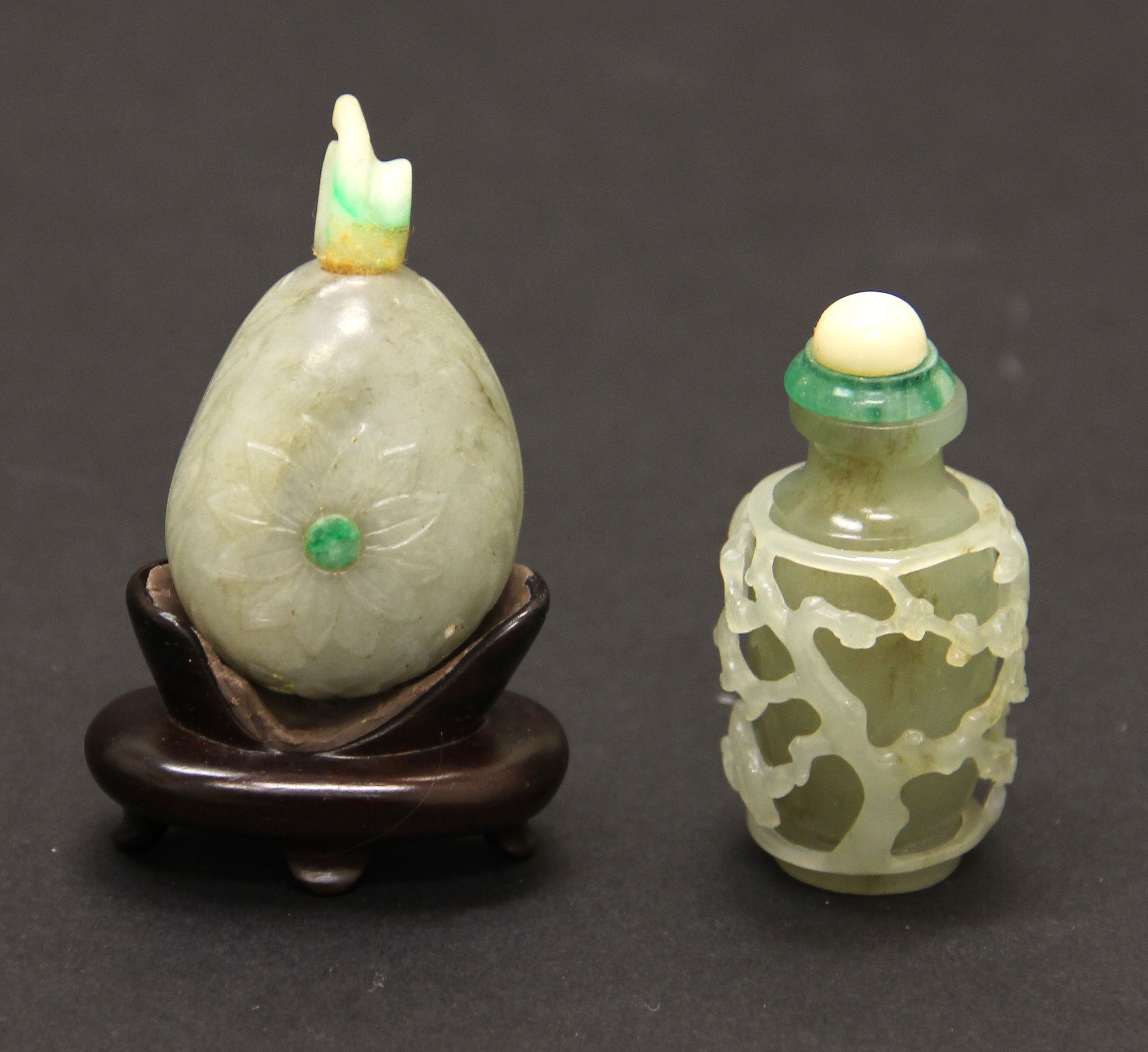 Two jade snuff bottles