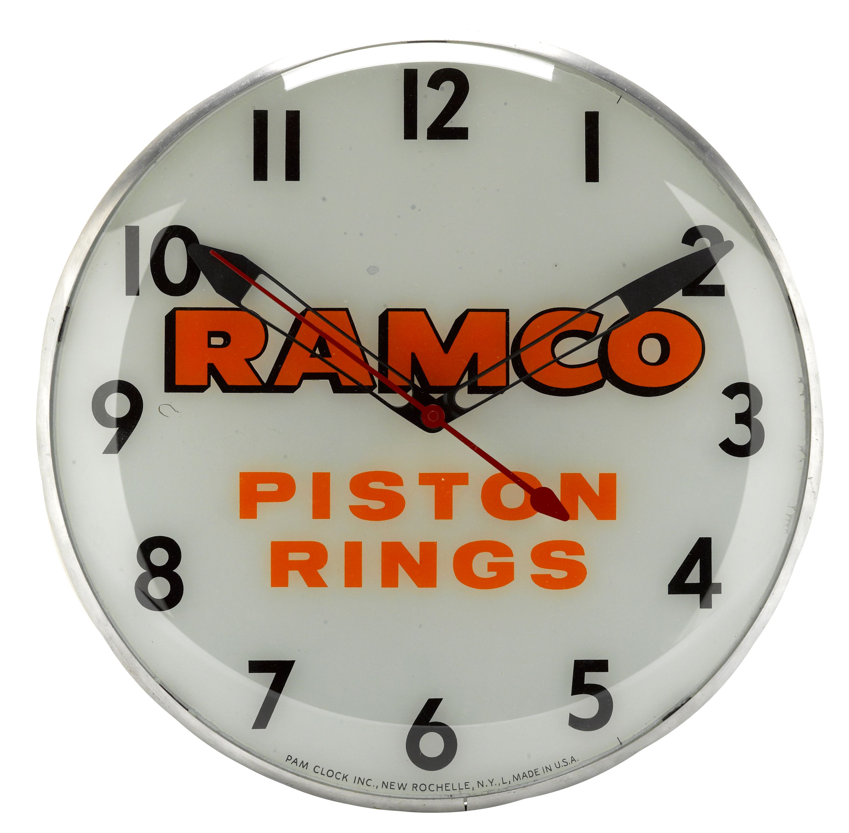 Bonhams Cars A Ramco piston rings clock, c.50s,