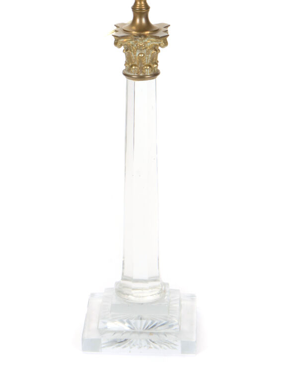 Bonhams : A pair of Regency style gilt bronze mounted glass table lamps