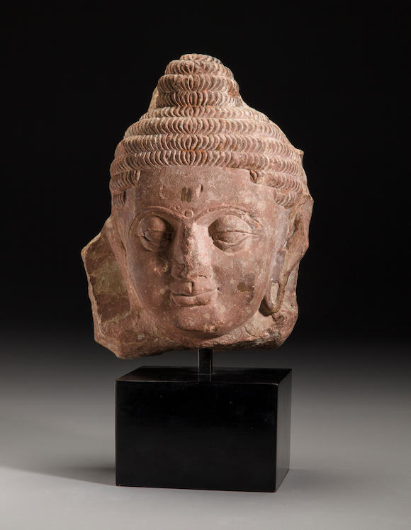 Bonhams : A red sandstone head of Buddha Mathura, North India, Kushan ...