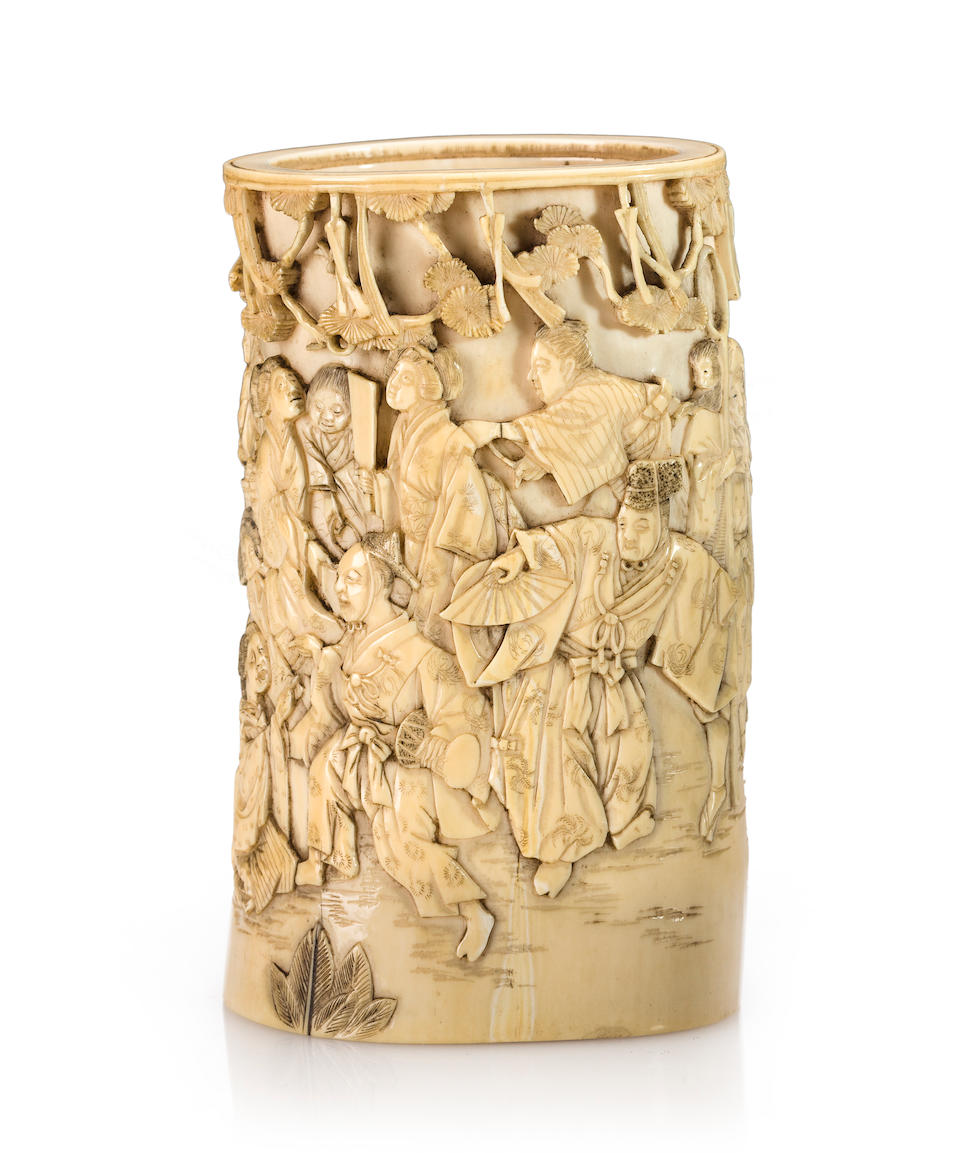 A Small Ivory Brush Pot Meiji Period Late 19th Century Bonhams