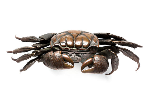 Bonhams : An articulated bronze model of a crab Meiji period (late 19th ...