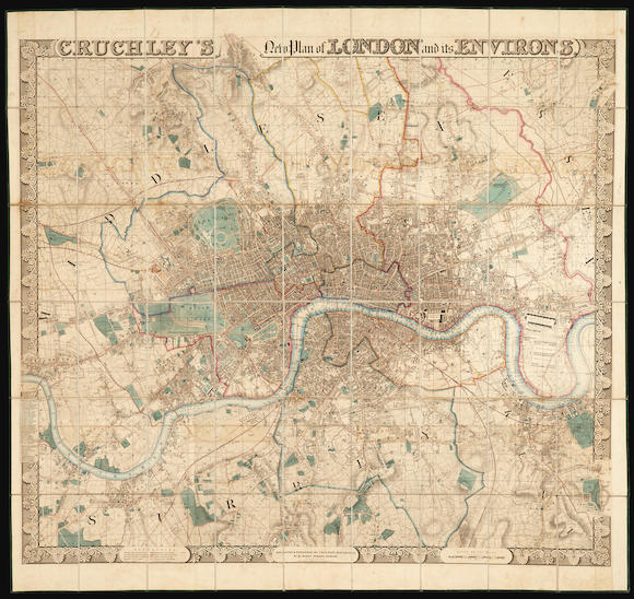 Bonhams London Map Cruchley George Frederick Cruchleys New Plan