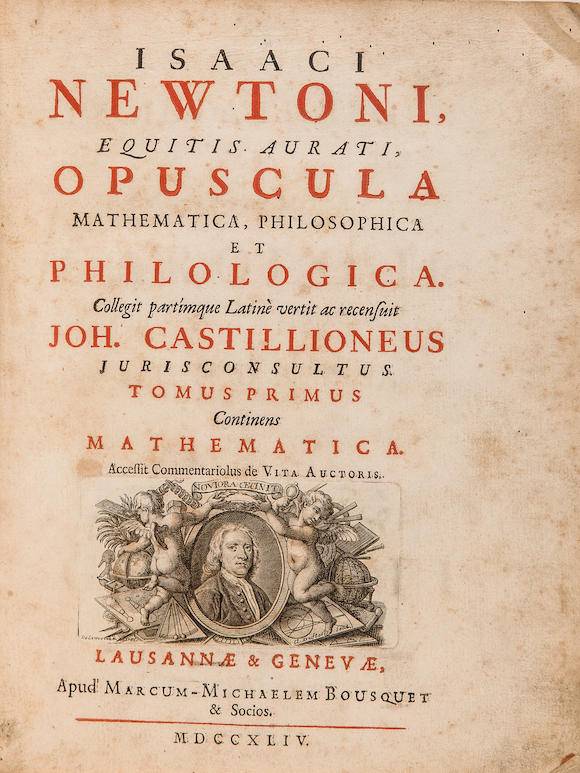 Bonhams Newton Isaac 1642 1727 Opuscula Mathematica Philosophica Et Philologica Lausanne 8874