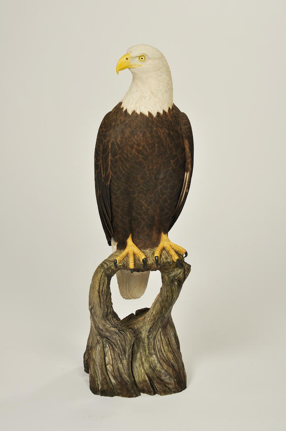 Bonhams : Two carved standing eagles 19th/20th century