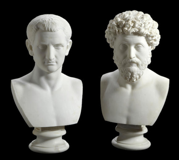 Bonhams : A pair of Italian marble portrait busts of the Roman Emperors ...