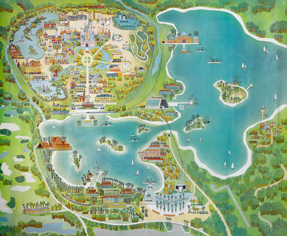 Map Of Disney Parks And Resorts Bonhams : A Walt Disney World Concept Map