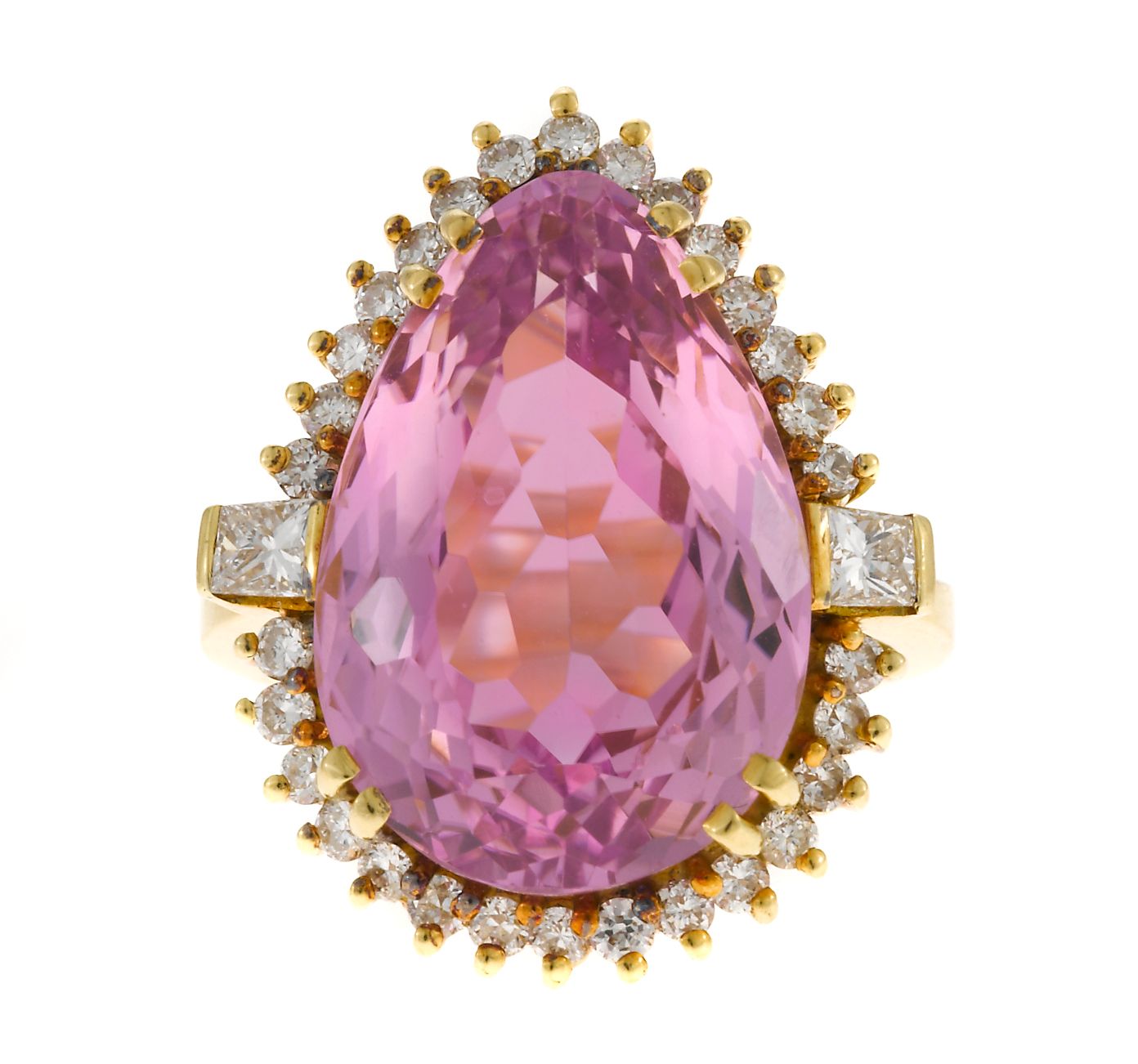 A kunzite and diamond ring