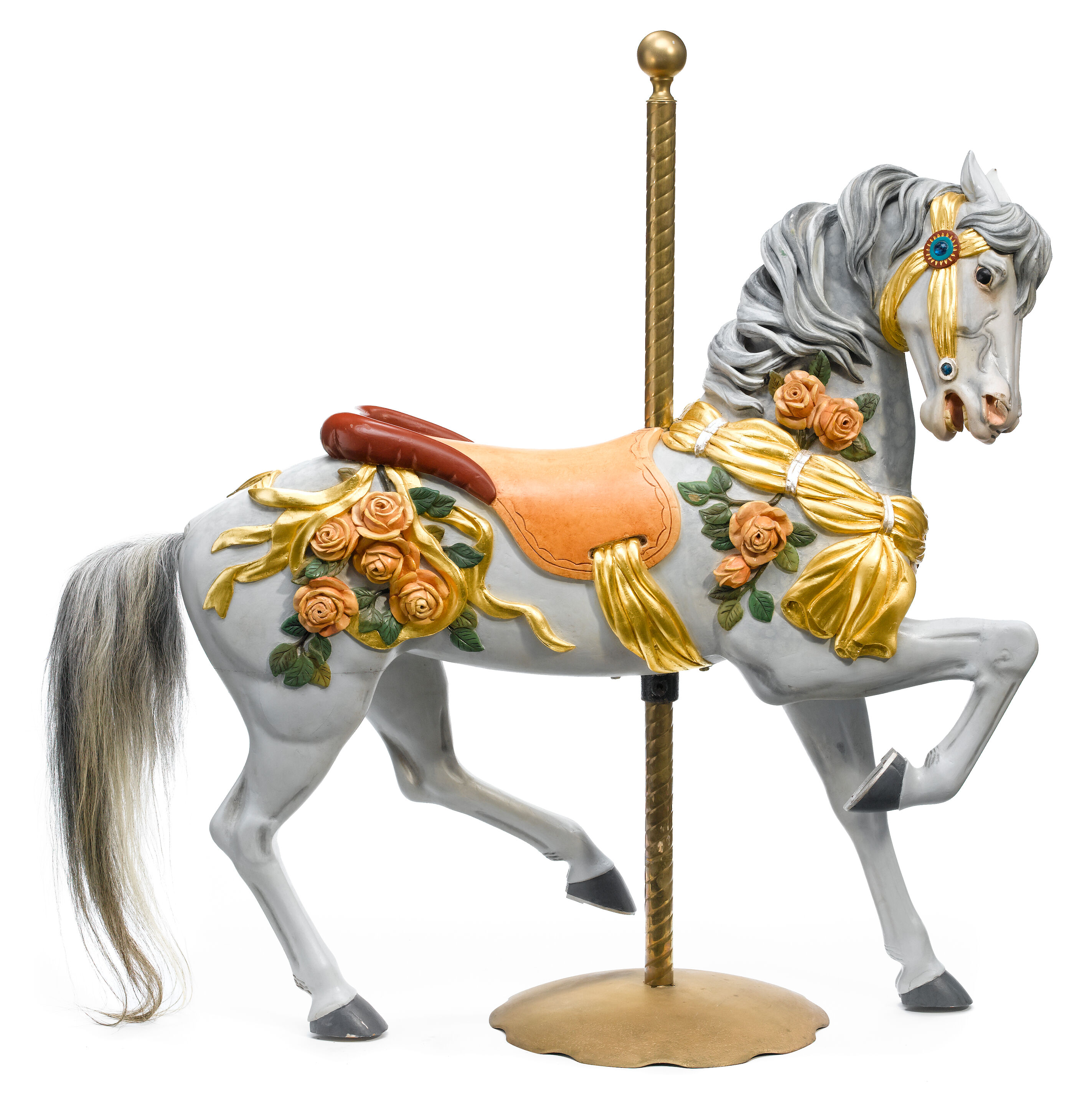 Bonhams A carved and paint decorated carousel rose horse Herschell