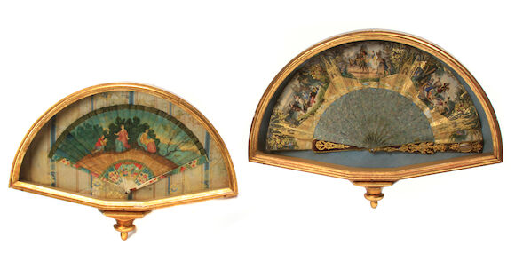 Fan Shadow Box Bonhams : Two paint decorated fans in shadow box frames