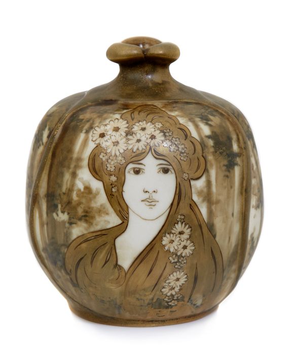 Bonhams An Amphora glazed porcelain Portrait vase, decorated by