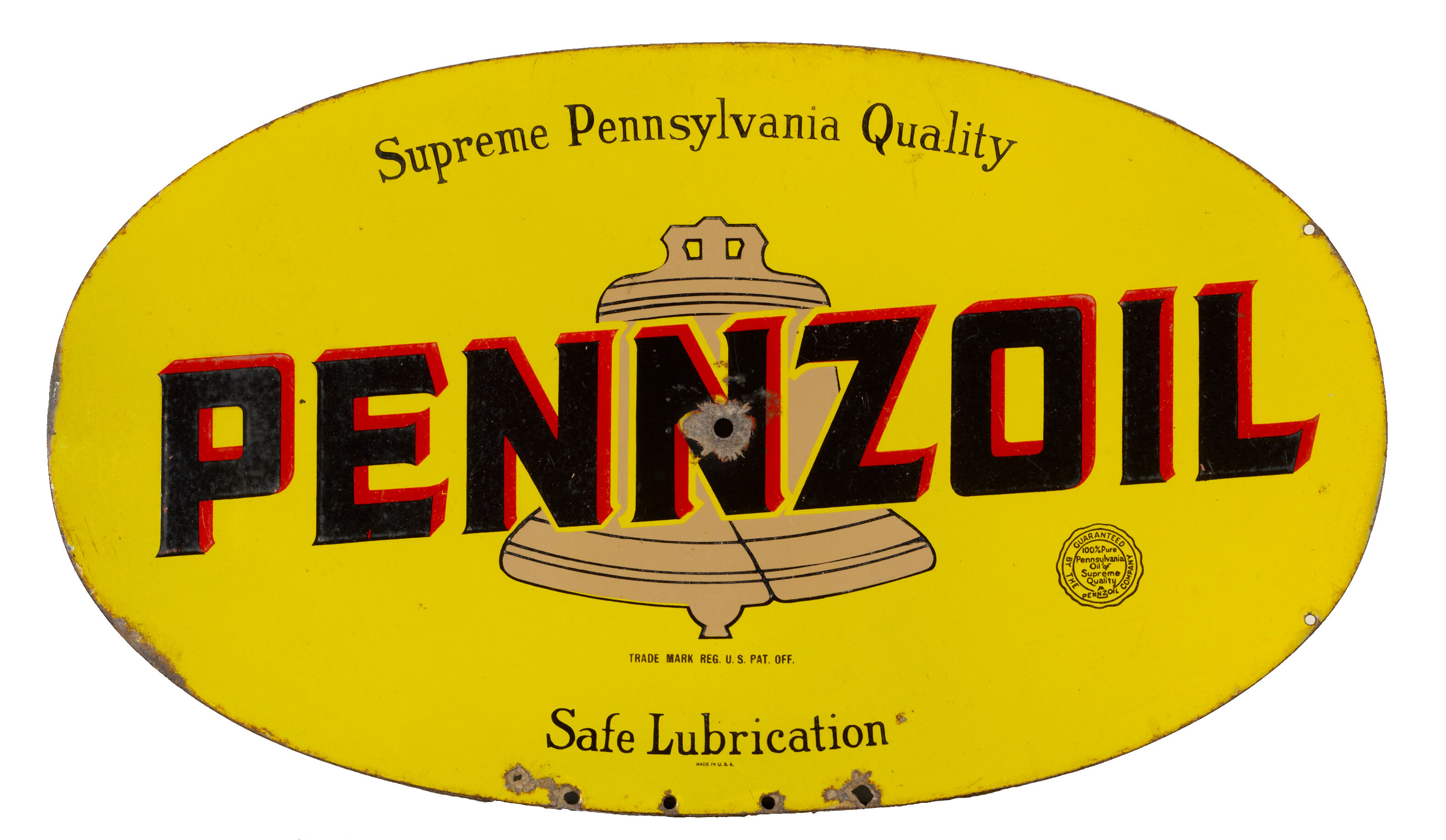 Bonhams Cars : An early Pennzoil motor oil sign, c.1930s,