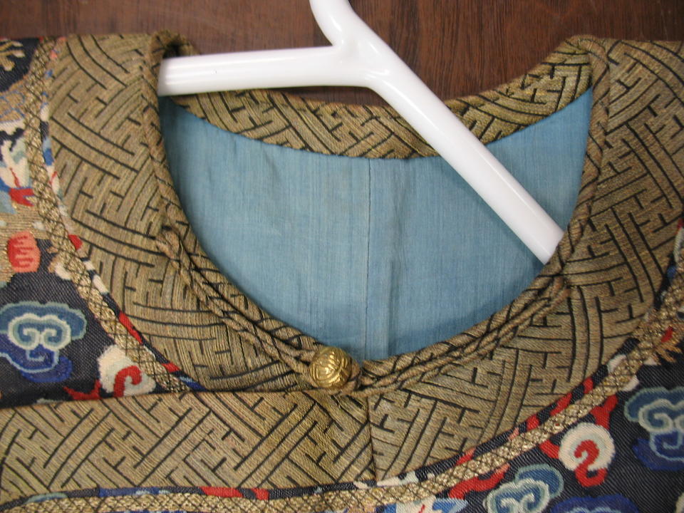 Bonhams : A blue ground kesi-woven silk dragon robe Late Qing dynasty