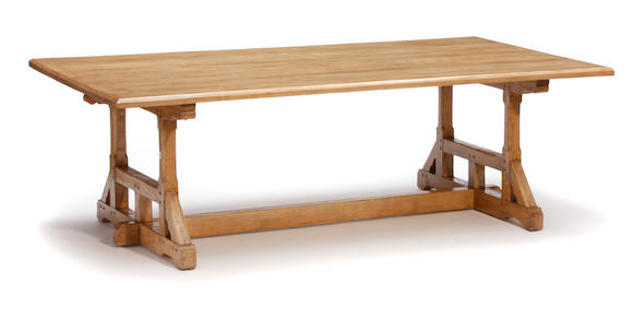 Bonhams : A Kneedler-Fauchere carved wood trestle dining table and ...