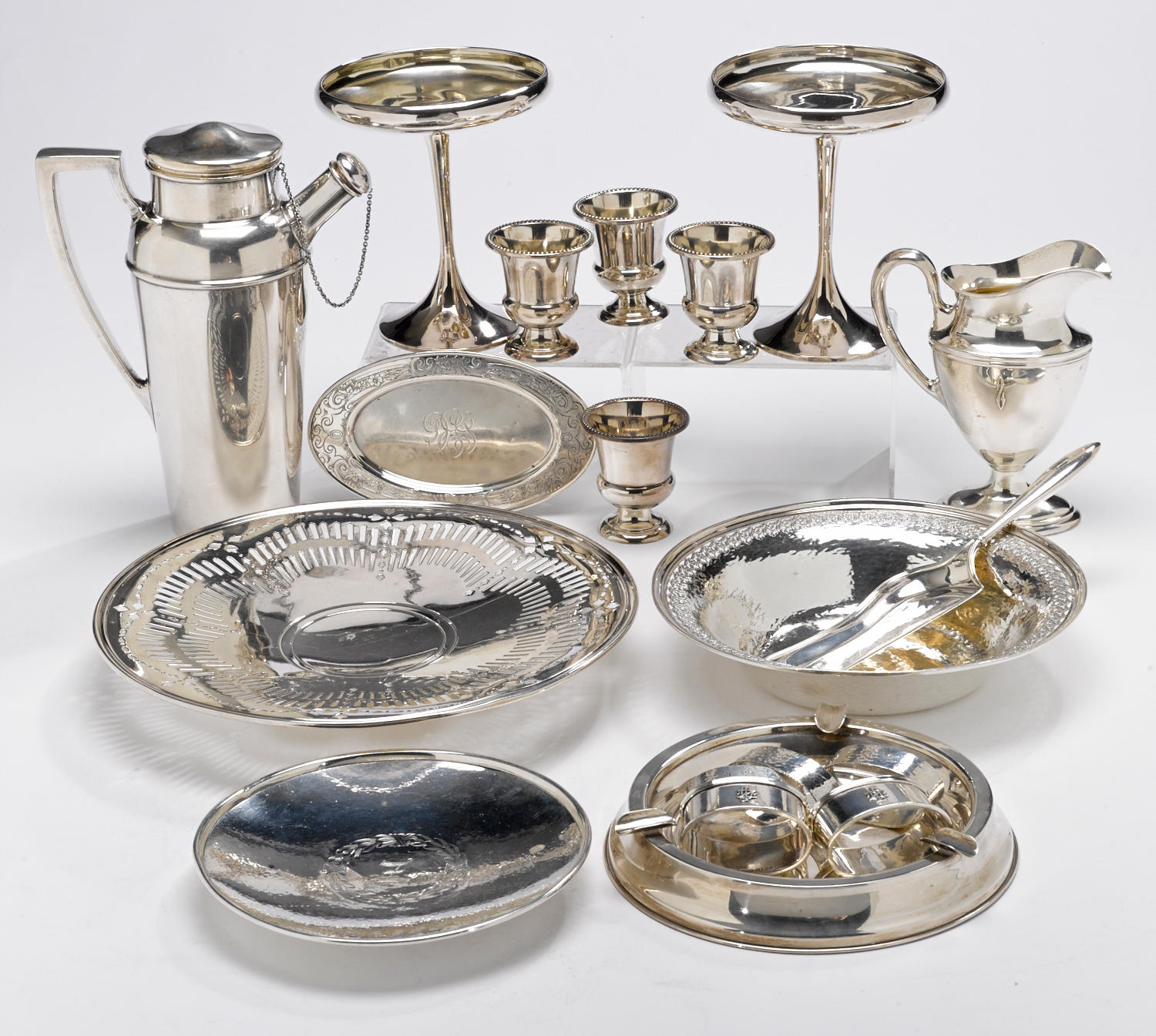 A group of sterling table articles