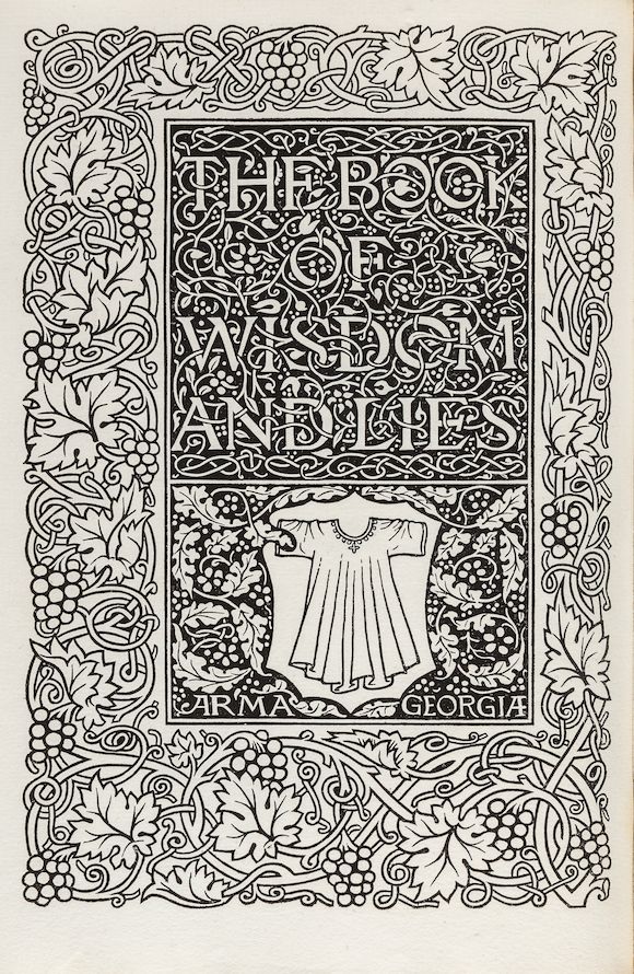 Bonhams : KELMSCOTT PRESS. ORBELIANI, SULKHAN SAB. The Book of Wisdom