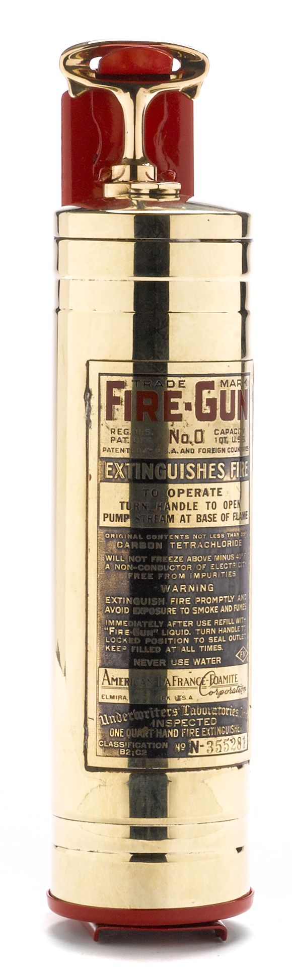 Bonhams A brass 'FireGun' fire extinguisher, c. 1930s,