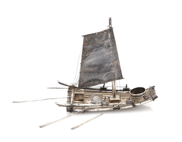 Red Sail Japanese Raft Bonhams : A Japanese pieced silver model of a raft with sail
