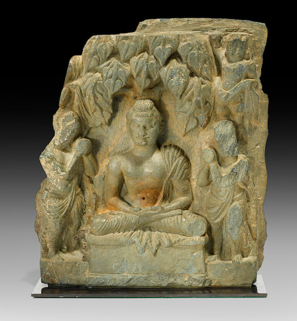 Bonhams : A green schist relief panel of the Entreaty to Preach Swat ...