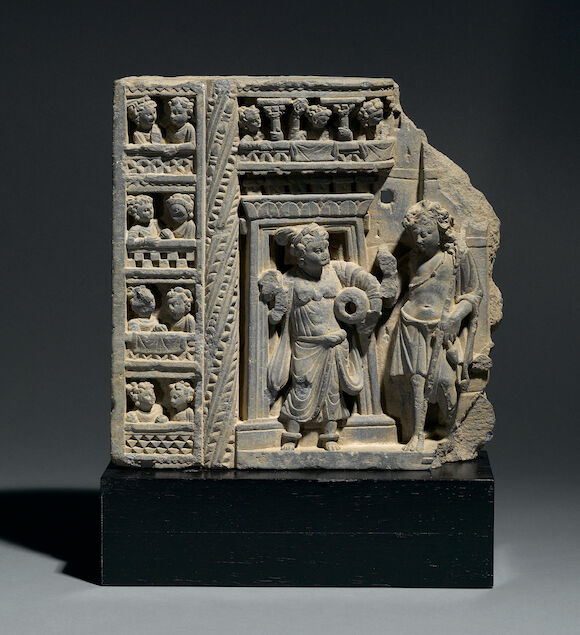 Bonhams : A schist relief panel of a Dipankara narrative Ancient region ...