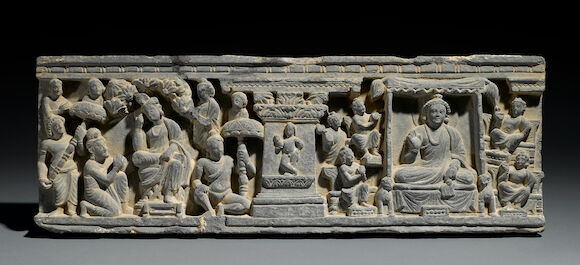 Bonhams : A relief panel with scenes from the life of Buddha Ancient ...
