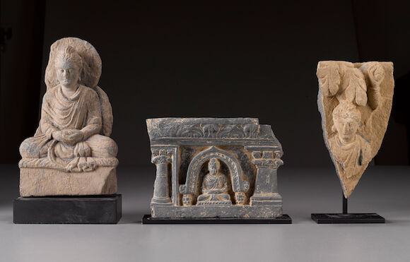 Bonhams : A schist panel with seated Buddha Ancient Region of Gandhara ...