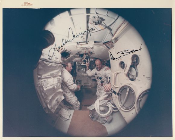 Bonhams : INSIDE THE LUNAR MODULE TRAINER AT KSC. Color photograph, 8 x ...