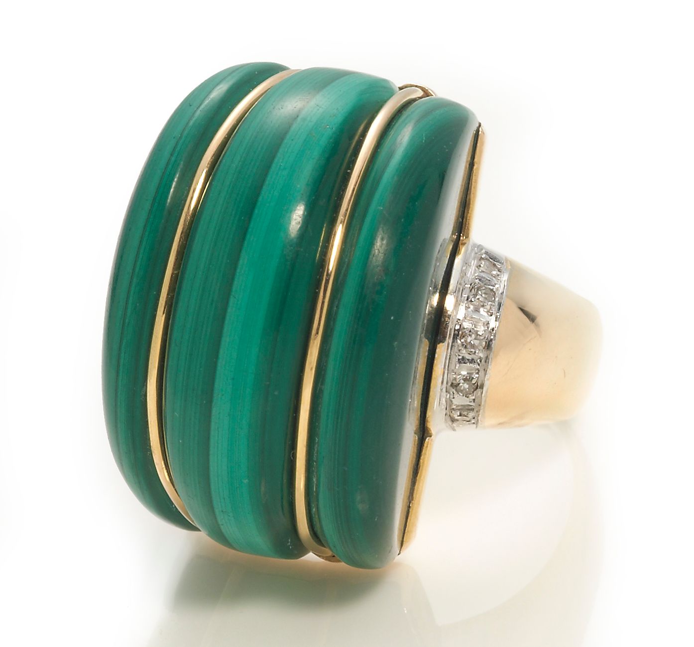A malachite and diamond ring