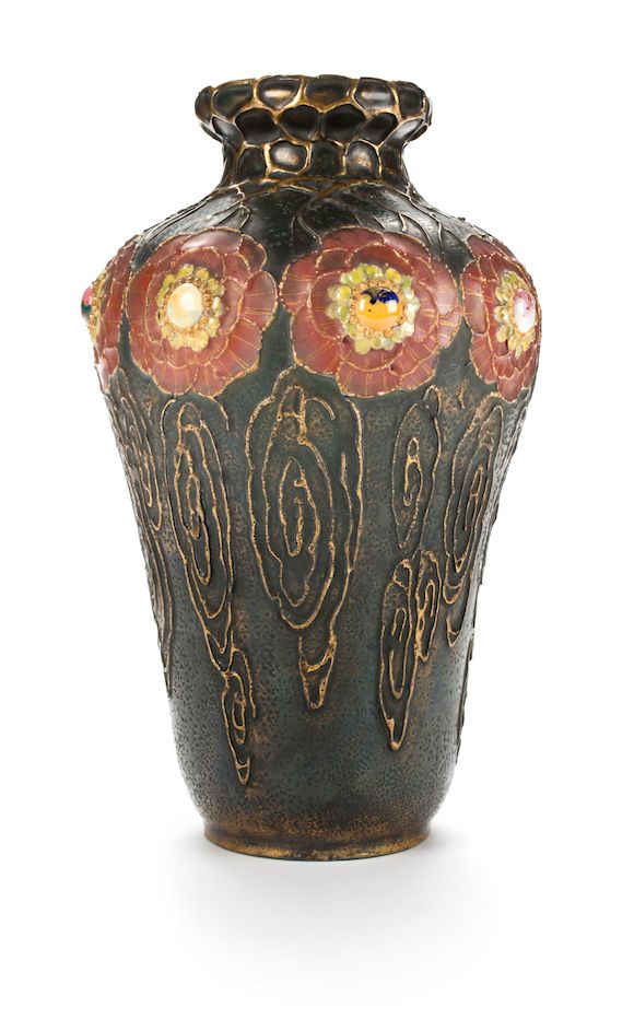 Bonhams An Amphora glazedearthenware jeweled Dornenkrone vase circa 1904