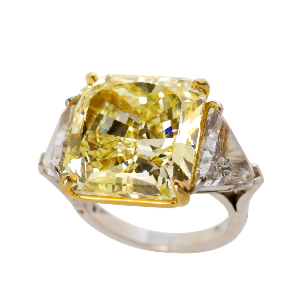 Bonhams : A fancy colored diamond and diamond solitaire ring