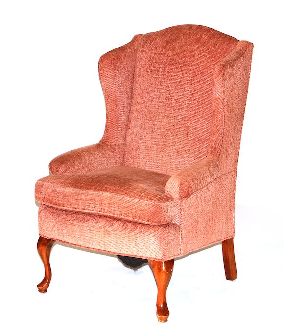 Bonhams : A Queen Anne style upholstered wing chair and a contemporary ...