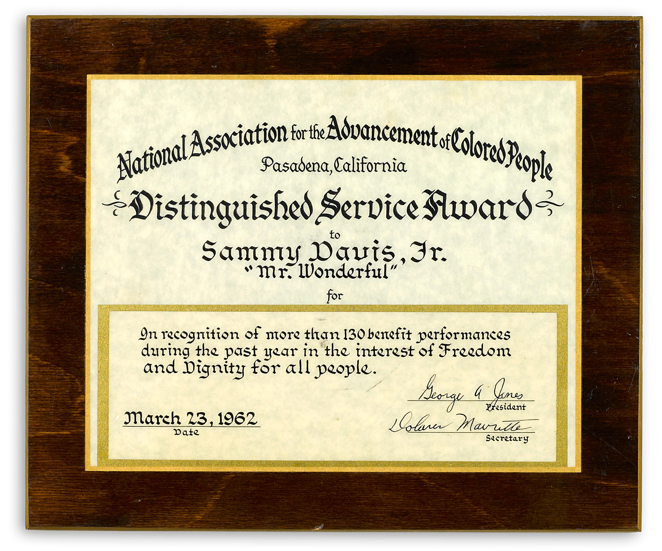 A group of Sammy Davis Jr. awards and memorabilia - auctions & price ...