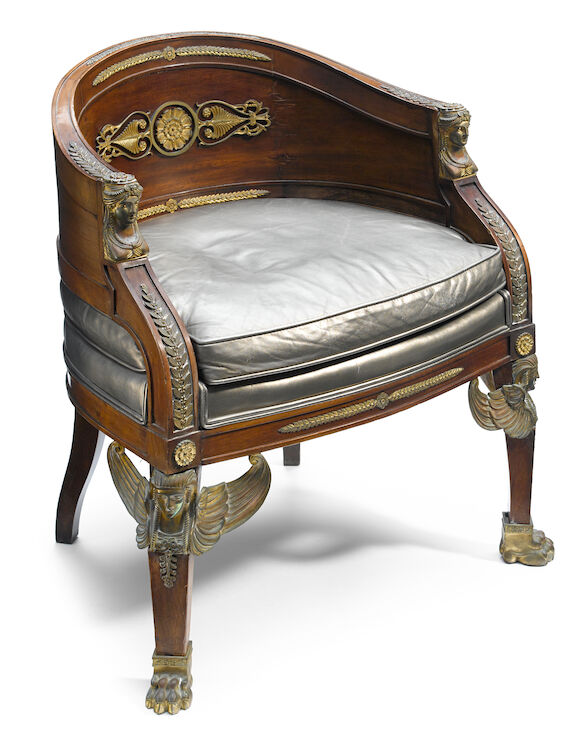 Bonhams : An Empire style gilt bronze mounted mahogany bergère 19th century