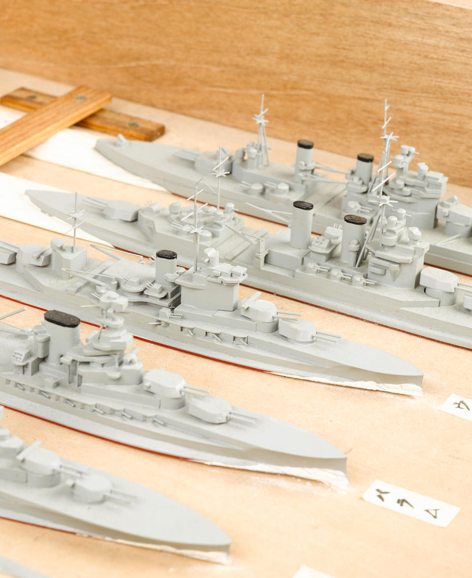 Bonhams A Set Of Japanese World War Ii Recognition Models Of British War Ships Circa 1940 17 1 2 X 11 1 4 X 17 1 2 In 44 5 X 28 6 X 44 5 Cm Box Dimensions 39 Models Box Certificate Screwdriver