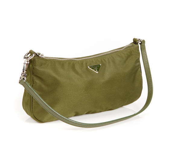 Bonhams : A Prada green nylon handbag