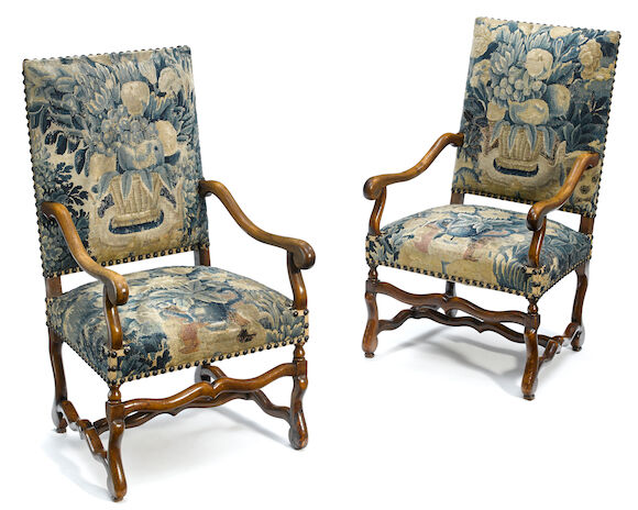 Bonhams : A pair of Louis XIV style walnut fauteuils late 19th century